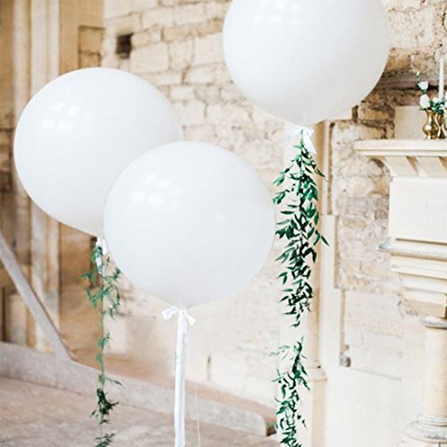 5 Big Balloons - 36 Inch Round Balloons - Extra Large & Thick Balloons Reusable Giant Latex Balloons For Wedding/Birthday Party Decorations, Photo Shoot And Festivals Christmas Decorations White #TOP6