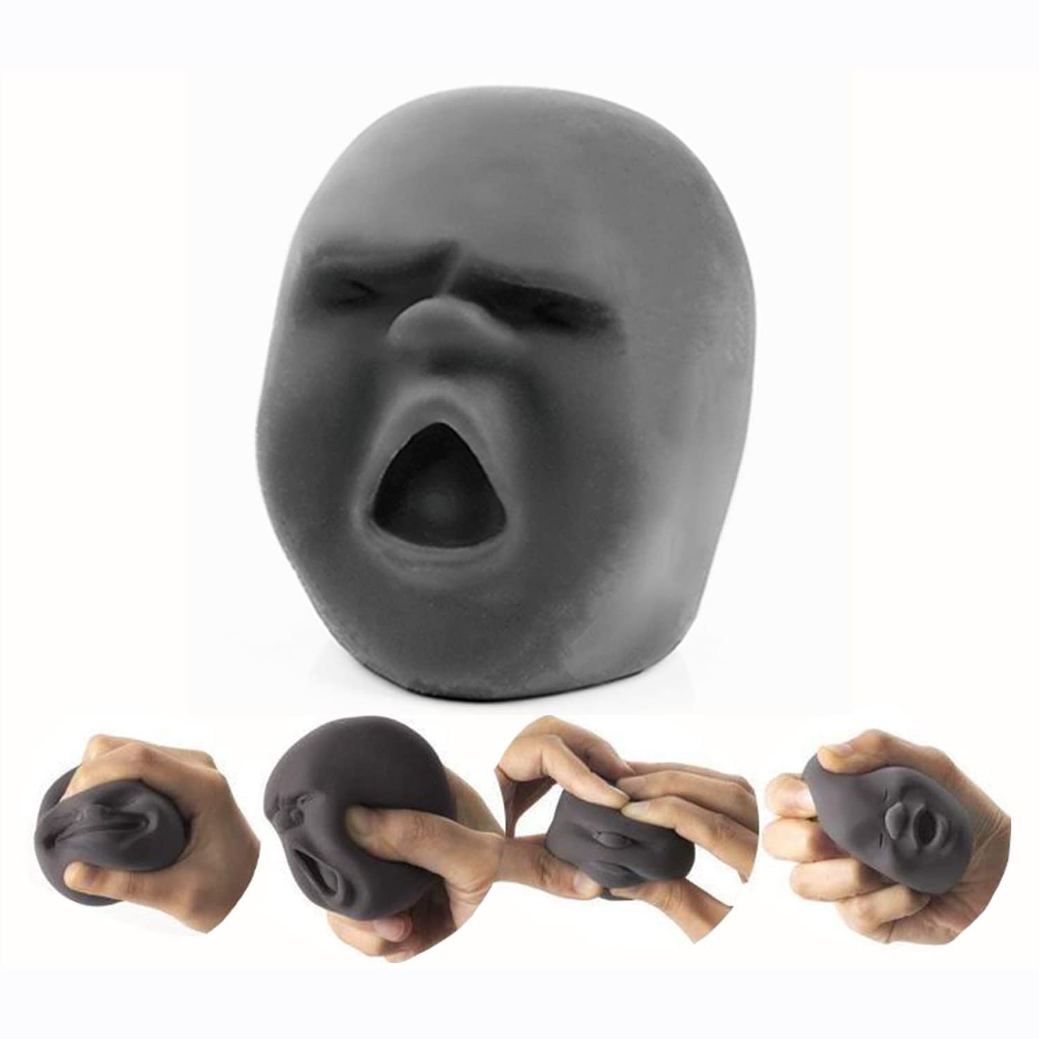 Stress Relief Toy, Funny Expression Face Shape, Irritability Toy Stress Relief Squeeze Emotion Vent Ball, Suitable for Relieving Anxiety, Healing Mood Children and Adults, Autism Sensory Toys(Black)