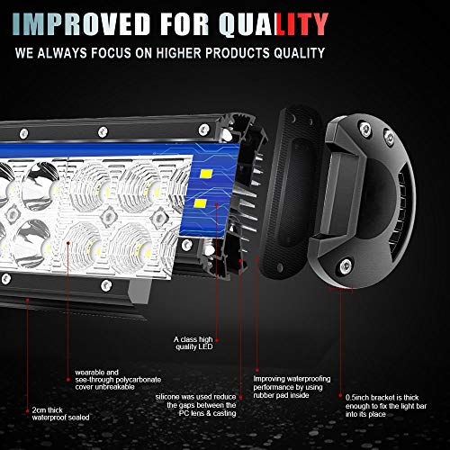 Turbo Sii 12 Inch Led Light Bar Spot Flood Combo Beam 180W Double Row Light Bar Off Road Driving Led Work Lights For Utv Atv Truck Boat Waterproof #TOP1