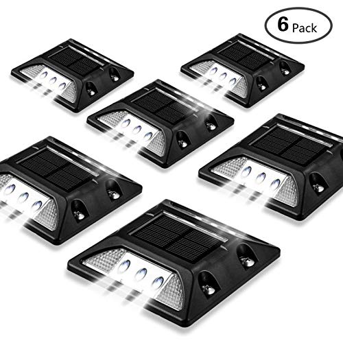 Solar Deck Lights,UNIFUN New Design Driveway Dock LED Lights,Solar Powered Waterproof Road Markers