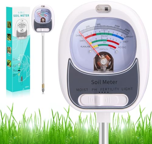 HSLGOVE 4-in-1 Soil Test Kit – Soil Moisture Meter, pH, Fertility & Sun-Light, No Battery...
