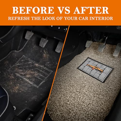 Image of CONTINENTAL [Duramat Curly] Universal Single Driver Side Car Mat only - Premium Waterproof PVC Cushions Car Floor Mat for All Cars (Brown & Beige).