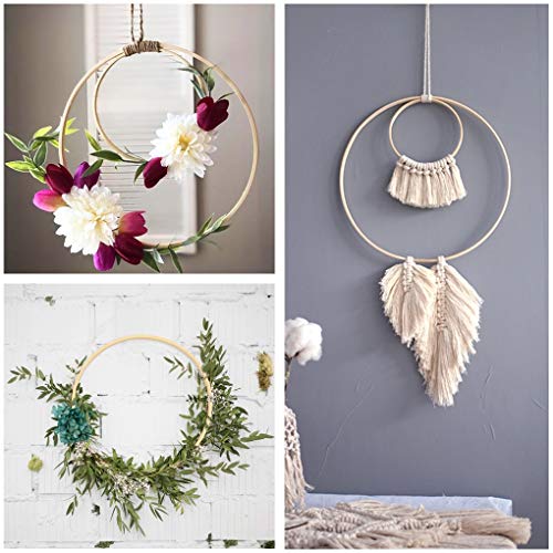 12 Pack Wooden Bamboo Floral Hoop Large Wooden Wreath Hoop Craft Rings Bamboo Circles Macrame Hoops Rings For Diy Dream Catcher, Wedding Wreath Decor, Wall Hanging Crafts(6/8/ 10/12 Inch) #TOP2