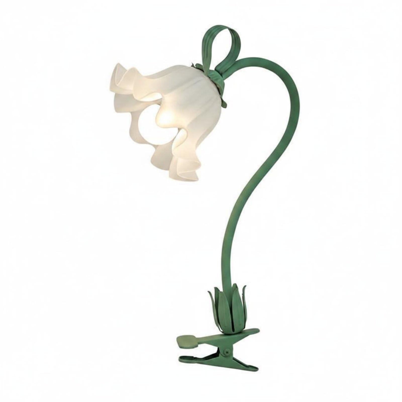 Green Flower Desk Lamp Decorative Clamp-on Flower Night Illumination Zone Saving Indoor Lighting for Bedside, Room Decor, Green-image-46