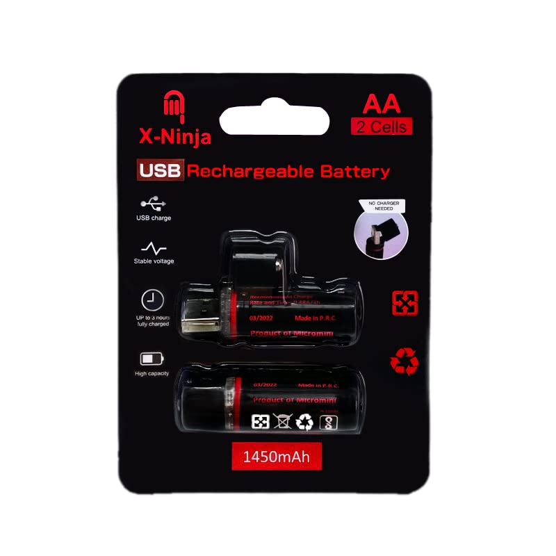 MICROMINI X-Ninja Quest Controller Rechargeable Batteries (USB) 1450 mAh (2 /Pack) AA Battery (B0BF9VFC36) Amazon Price History, Amazon Price Tracker