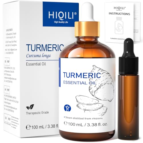 HIQILI 100ML Turmeric Oil for Face Skin Care, Aromatherapy,100% Pure, Use After Dilution- 3.38 Fl Oz