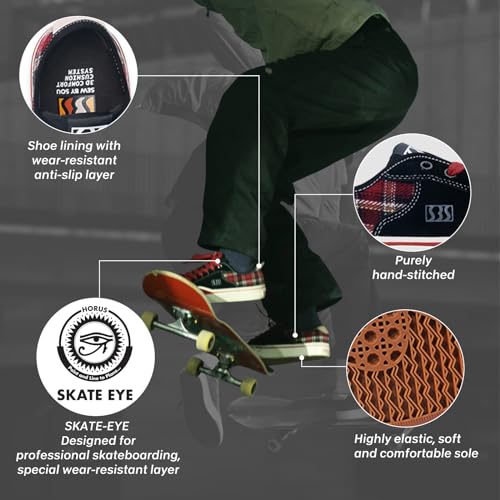 Skateboard Shoes for Men Leather Low Top Pro Skateboarding Training Casual Sneakers4