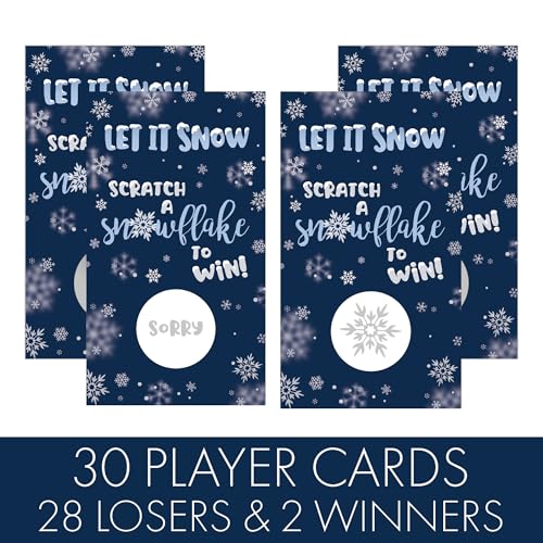 Juego de Fiesta para Invierno – 30 Tarjetas Rasca y Gana con Tema Invierno, para Baby Shower o Fiesta de Navidad miniatura 3