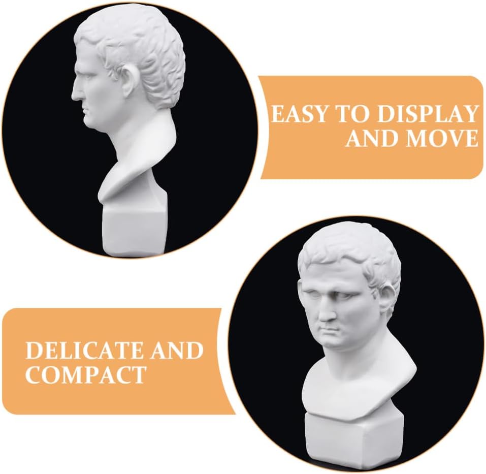 VOSAREA Small Resin Bust Figurine, Classic White Desk Sculpture Decor