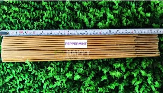 Peppermint 19 inch (Golden) Incense Sticks - 100% Natural Traditional Indian Incense Sticks - (No Damaged Sticks Hand Sorted Packet) (10 Sticks, Peppermint)