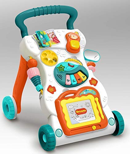 AZOD Baby Activity Walker, First Step Multiple Pattern, Sit & Play, Music toy, Stand & Walk, Building Blocks, Intelligence Development,Walker for 6-18 Months Baby,Boy&Girl Birthday Gift