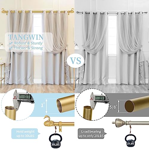 Tangwin DECORATIVE SWAN CURTAIN RODS 2 Pack Gold Curtain Rods 28 To 48 Inch,1 Inch Heavy Duty Curtain Rods thumb #2