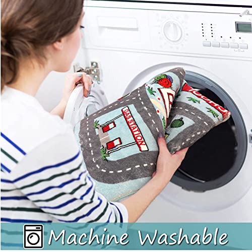 LIVEBOX Large Playroom Rug 5'x7' Kids Play Mat for Classroom, Road Traffic Carpet for Boys Girls Playing Cars Toys, City Life Nursery Car Rug for Toddlers Bedroom Kids Room - Image 5