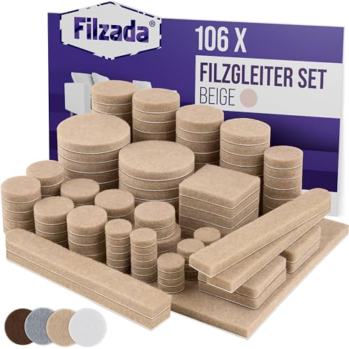 Filzada® Filzgleiter Selbstklebend Set 106 Stück (Eckig und Rund) - Beige - Profi Möbelgleiter Filz Mit Idealer Klebkraft Filzada® Filzgleiter Selbstklebend Set 106 Stück (Eckig und Rund) - Beige - Profi Möbelgleiter Filz Mit Idealer Klebkraft