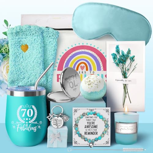 WULAIHO Geschenke zum 70. Geburtstag für Frauen, Glückliche Geschenke zum 70. Geburtstag für Ihre Freunde, Mama, Ehefrau, Schwester, Kollegin, Trinkbecher-Set für 70-jährige Frauen im Jahr 1955