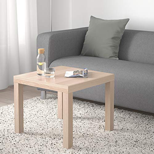 Mesa auxiliar LACK de 55x55x45 cm en efecto roble barnizado blanco para salon 3