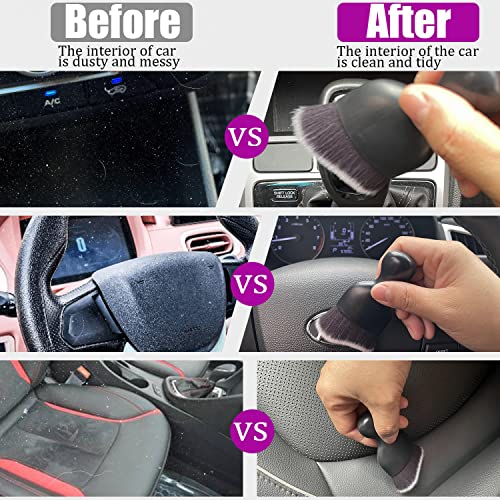 Jddry Car Detailing Brush Tool,Portable Automotive Interior Dust Brush,Car Cleaning Brushes Duster,Soft Bristles Detailing Brush,Universal Brushes For Car/Home/Office//Computer(Black+White,1Pc) #TOP2