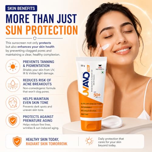 Image of New UV-AVO PRO SPF 50+ Sunscreen Gel | Broad Spectrum IR + UVA + UVB + Visible Light Protection | Non-Comedogenic | Matte Finish | 50g