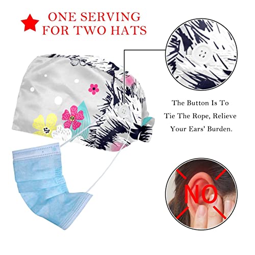 Couvre-chef unisexe motifs fleurs de chat casquette travail - 2