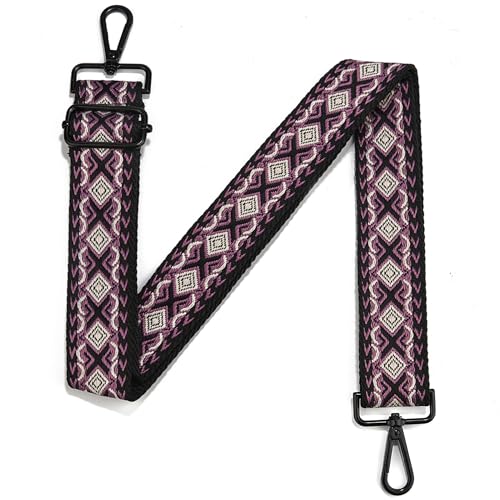 Image of Crossbody Straps for Purses Silver Hardware Purse Strap Wide Shoulder Strap Adjustable Replacement,Retro Jacquard Embroidery for Shoulder Bags, Canvas Tote Handbags
