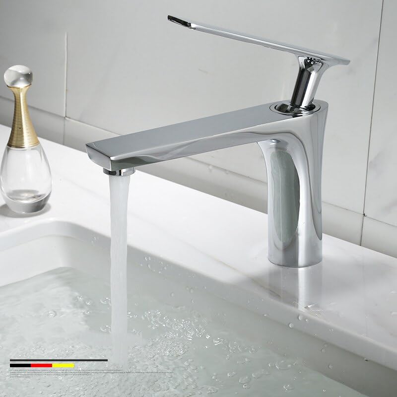 Mitigeur lavabo en laiton massif chrome design élégant salle de bain