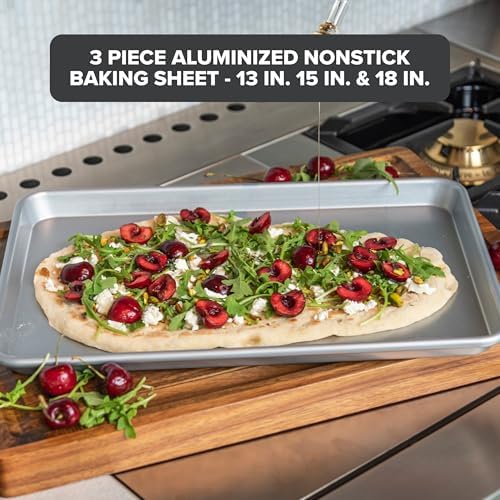 Viking Premium 18-Inch Nonstick Baking Sheet Pan, Made without PFAS, Heavy Gauge Aluminized Steel Cookie Sheet with Reinforced Iron Frame, Oven Safe to 475F - Thumbnail 2