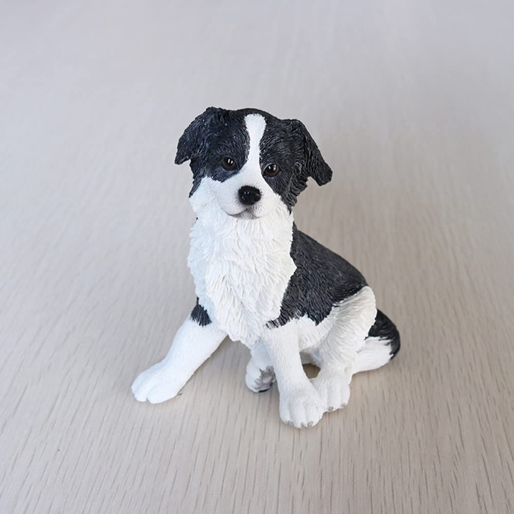 YNIYUJKL Statue Stunning Home Garden Ornament Sculpture Decoration Statues And Figurines Border Collie Simulation Side Animal Husbandry Dog ??Model Car Crafts Resin Car Decoration Sitt