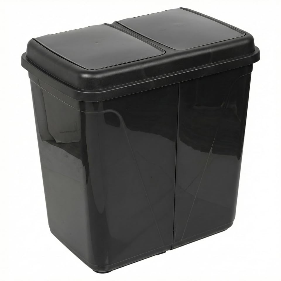 URNLIVING 90L Double Kitchen Recycling Bin Under Sink | Dual Compartment Pull-Out Trash Can - Black — image 1