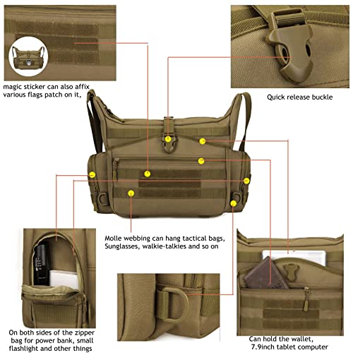 Jffcestore Tactical Messenger Bag 15 Inch Laptop Tactical Briefcase Larger Military Style Molle Sling Computer Shoulder Bag Pack(Camo) #TOP3