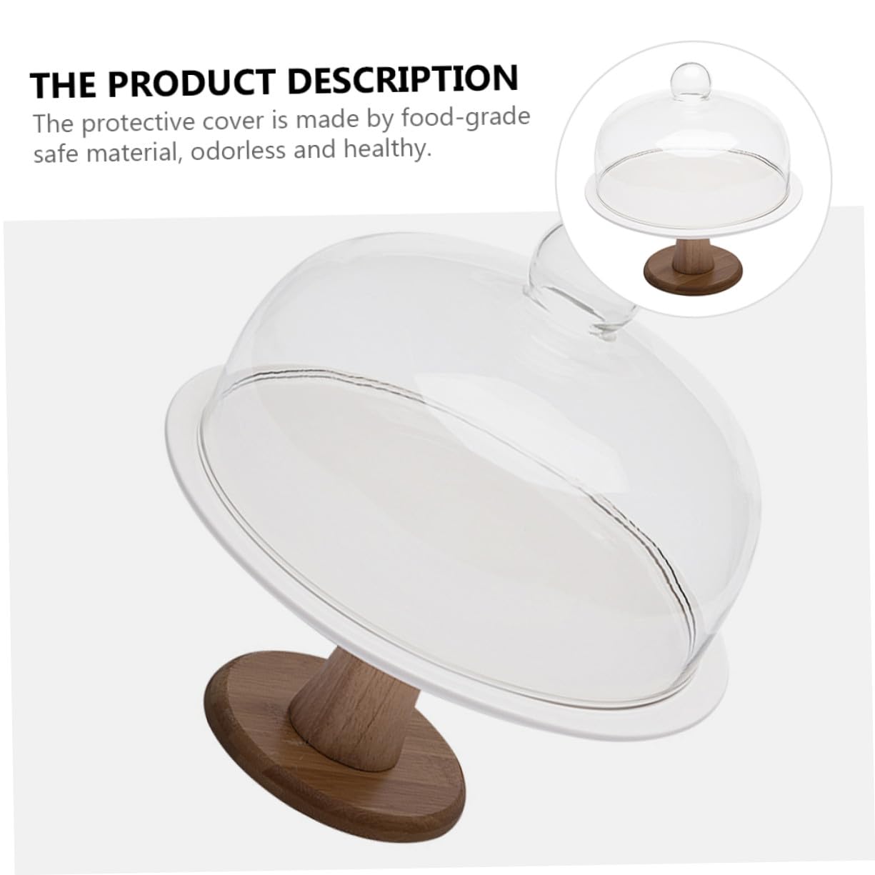 Tortenplatte mit Glasglocke und Holzsockel Praktische Kuchenhaube für Snacks und Desserts Stabile Runde Glasabdeckung Eleganter Food Cover für Partys und Backzubehör