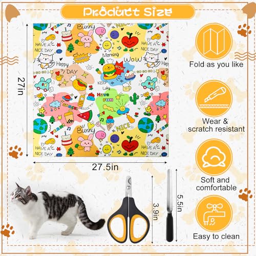 Image of AIERSA Cat Wrap for Cutting Nails and Grooming, Cat Restraint Wrap for Nail Clipping, Self-Adhesive Fabric Cat Swaddle Burrito Wrap for Nail Trimming, Cat Grooming Supplies