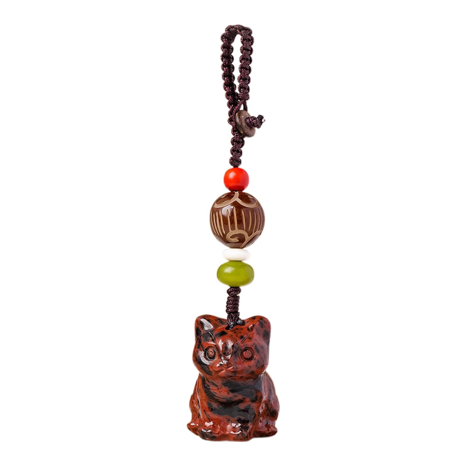 Fluorite Natural Stone Cat Pendant Lucky Charm Woman Portable Design
