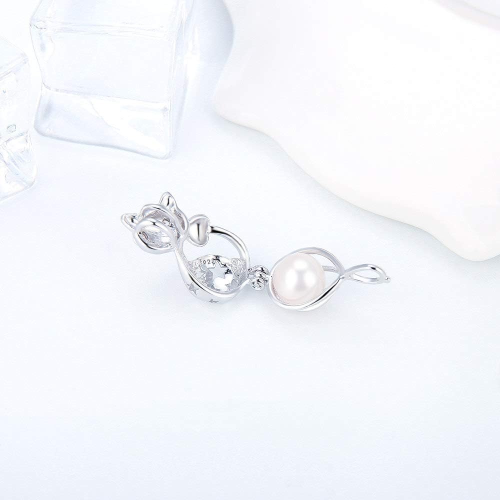 CZ Cat Cage Pendants for Pearl Jewelry Making Sterling Silver, Design Cage Pendants for Women
