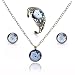 Lureme Time Gem Series Disc Charm Stud Earrings Hollow Flower Open Bangle Bracelet and Pendant Necklace Jewelry Sets for Women and Girls (09000441) (White Wolf)