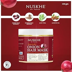 Nuskhe by Paras Onion Hair Mask for Men and Women - 100 Gram | for Anti Hair Fall and Repairs Damaged Hair | Onion Bulb Extract | Hydrolyzed Protein | Aloe Vera | Almond oil