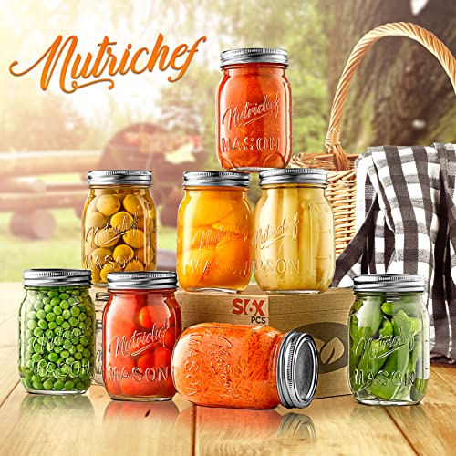 Nutrichef NCMSJ8 8-Pack 16 Oz Mason Jars With Lids - Thick Glass Canning Jars With Stainless Steel Lids thumb #6
