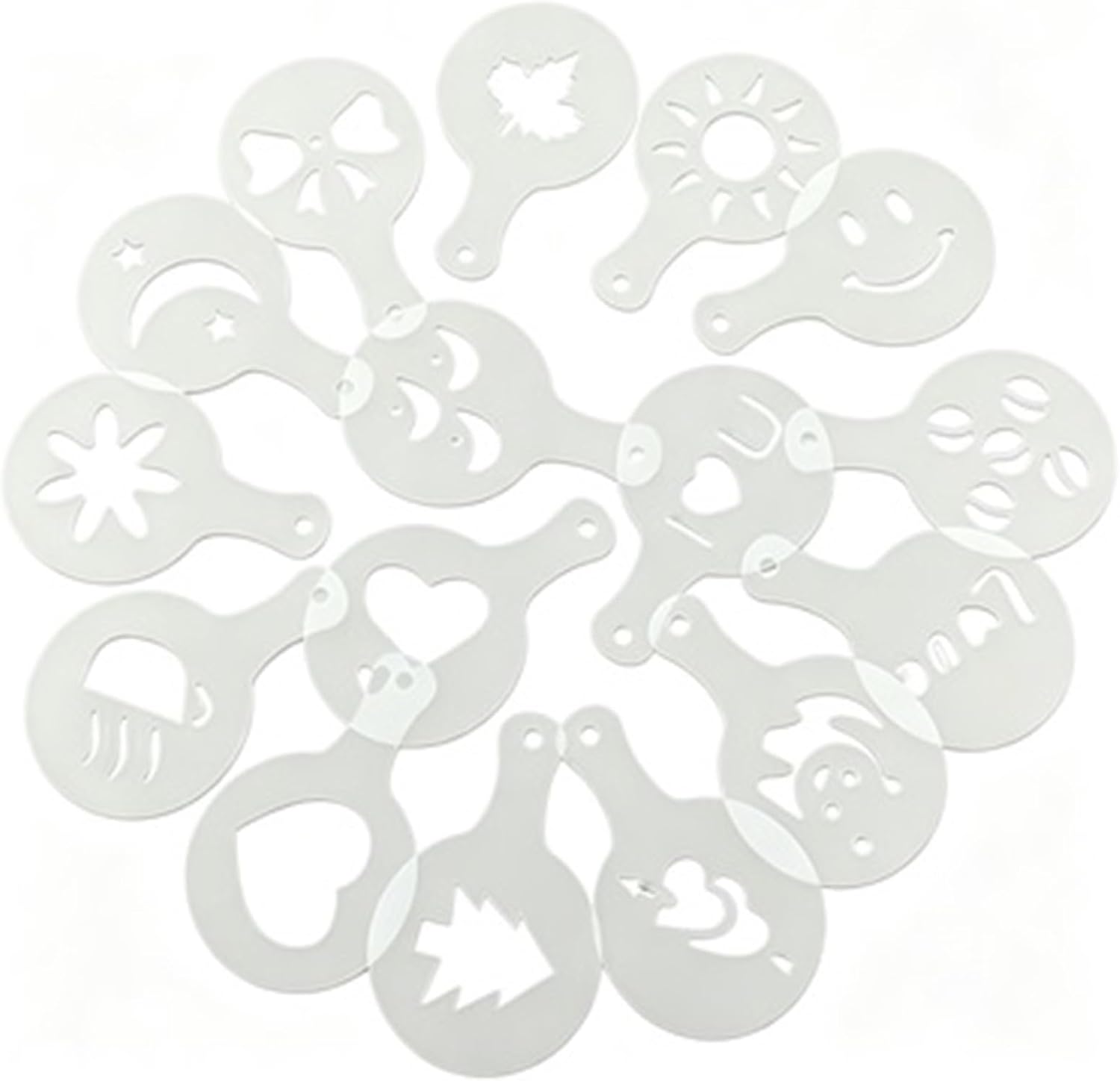 Compatible for Coffee Drinks 16PCS Coffee Stencils Cappuccino Cake Drawing Mould Home Kitchen Supplies
