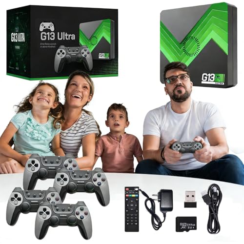 Retrowave G13 Ultra 100,000 Games,G13 Pro Game Box 4K,Plug and Play Video Game Console,60 Bilder pro Sekunde,Tauche EIN in die Welt der Klassiker,Experience Childhood (256G-100000-4 Controller)