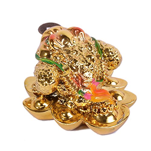 Feng Shui Enhanncer - Golden Fortune Money Frog Toad+Free Mxsabrina Red String Bracelet, 3x2.2x2.6 inch - Image 3