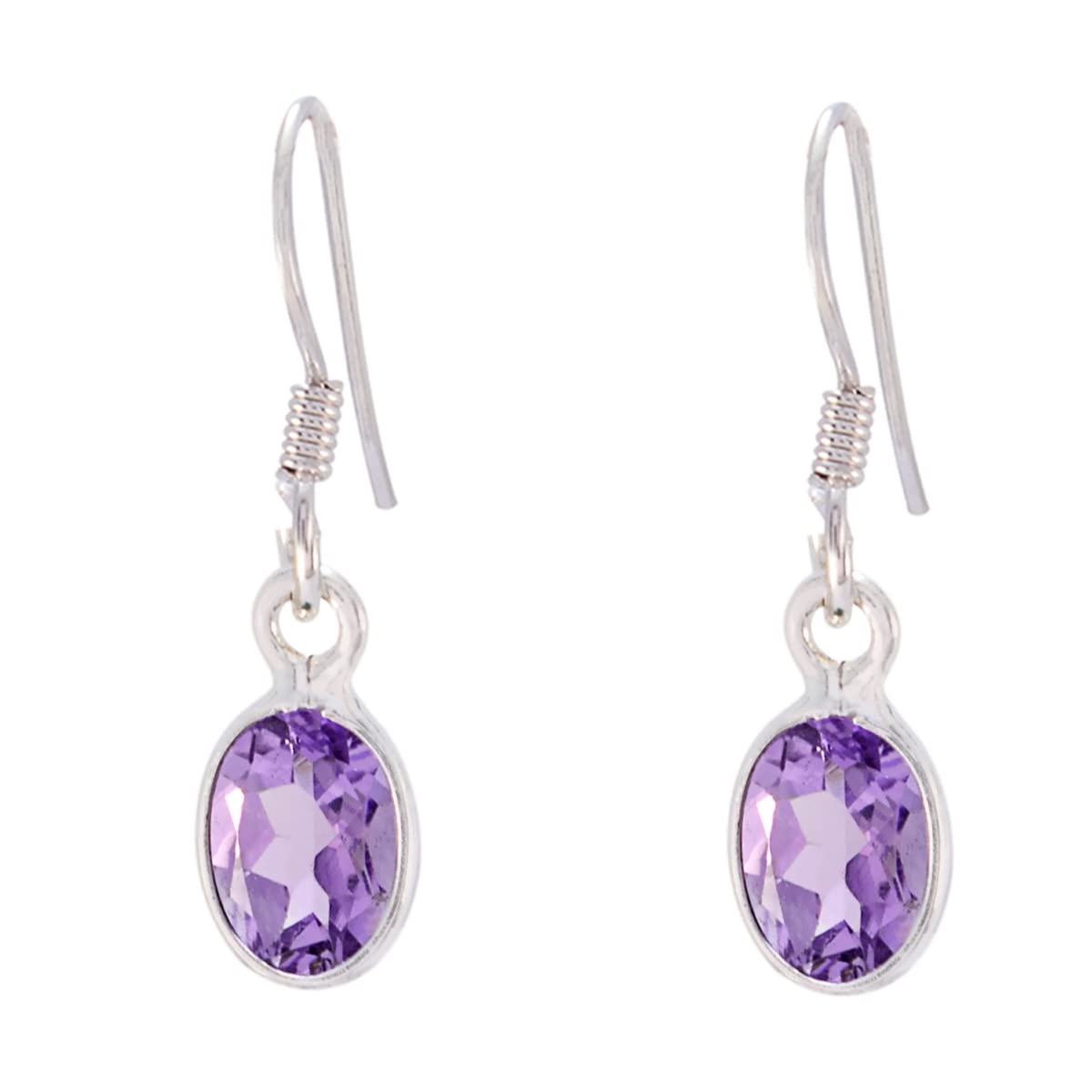 Boucle d'oreille améthyste anti-irritation en argent 925 véritable - 6