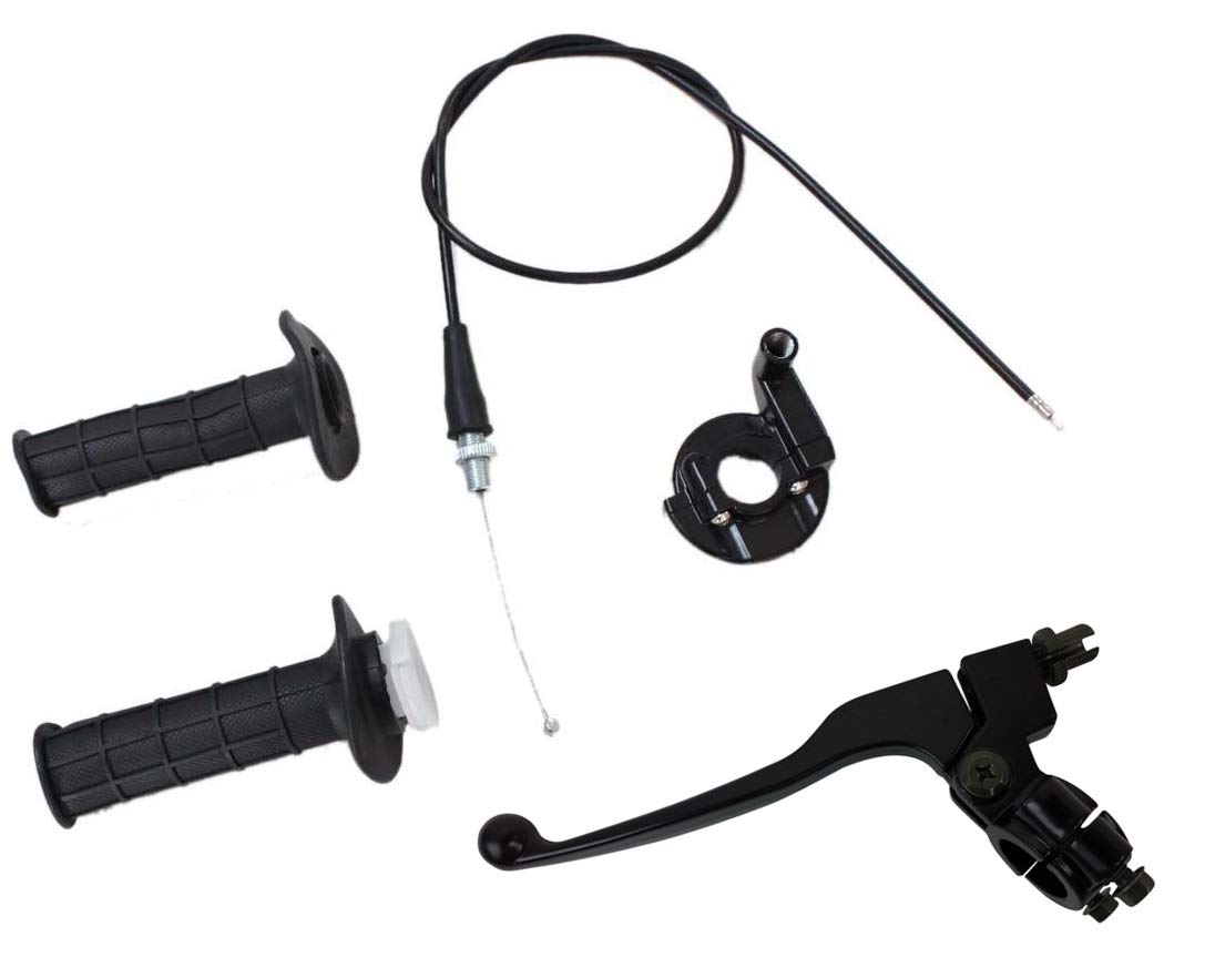 Mini Bike Throttle & Brake Cable Kit - Includes 7/8" Twist Throttle, Grips, Brake Lever & Cables For XR80, CRF100, Pit Bikes