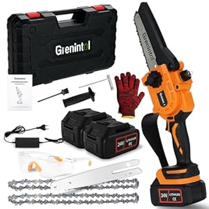 Mini Kettensäge mit Akku 6000mAh 6 Zoll, Akku kettensäge mit 1000W Bürstenloser Motor, Automatischer Öler, Ersatzkette, Handkettensäge Akku für Gartenscheren Astschere Holzschneiden