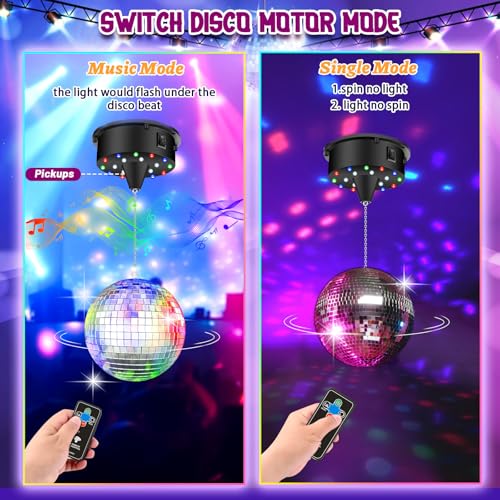 YCCOKJJ motor de bola de discoteca com controle remoto para decoração de festa, luz de bola de disco