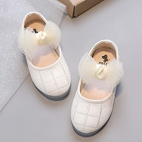 Girls Dress Shoes Wedding Bowknot Girl Shoes Princess Party School Shoes Low Heel for Kids Girls Summer Shoes (Beige, 3.5-4 Years)3