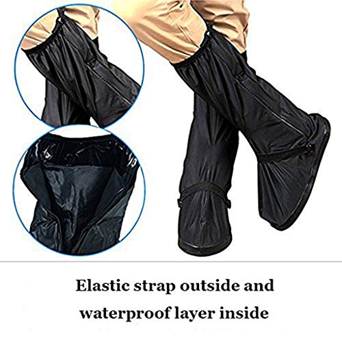 Thick Waterproof Motorcycle Bike Shoe Covers,Reusable Cycling Shoe Protective Gear Snow Rain Boot Shoe Cover Protector (Black, Sole 12.6Inch) #TOP5