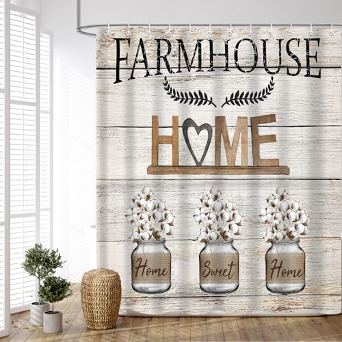 iTapnoom Rustic Farmhouse Shower Curtain 72x72 with Hooks