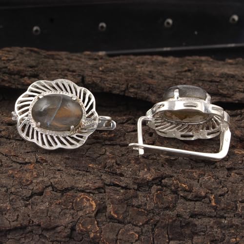 Boucles d'oreilles labradorite argent 925 faites main pendantes femme