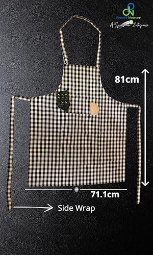 Image of Kitchen Apron for Women & Men | 100% Cotton | Cooking Apron with Big utility Pocket | Adjustable neck strap | Free Size | Kitchen Utensils Accessory