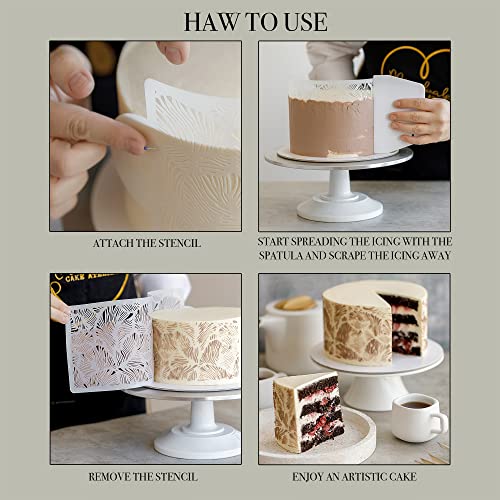 18 Pcs Cake Stencils Set - Templates With Scraper And 50 Pins For Decorating Dessert Baking Buttercream Icing Molds Lace Mermaid- Mesh Floral Reusable Spray Fondant Cookie Wedding #TOP2