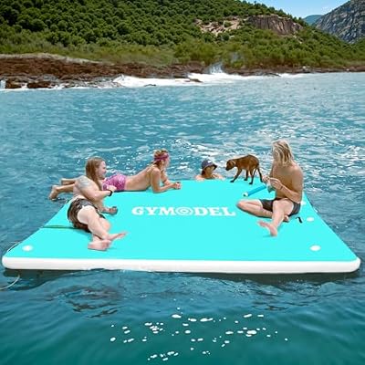 Inflatable Floating Dock,Inflatable Dock Platform,6/8/10ft Air Dock Platform Floating Island Raft,Non-Slip Air Dock Platform with Detachable Ladder for Pool Beach Ocean